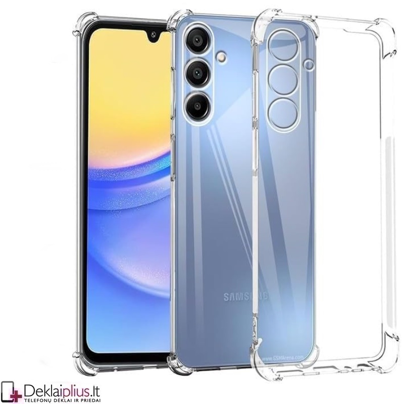 Silikoninis - Anti shock dėklas - su kameros apsauga - skaidrus (Samsung Galaxy M15 5G) Silikoninis - Anti shock dėklas - su kameros apsauga - skaidrus (Samsung Galaxy M15 5G)